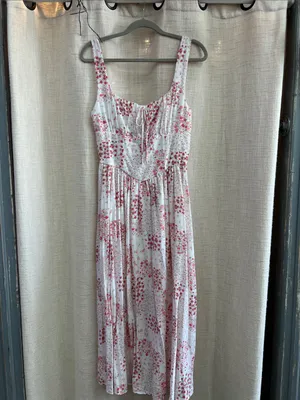 Floral Sleeveless Corset Front Tie Midi Dress Medium thumbnail 6