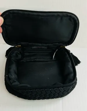 Americana by Sharif Black Woven Cosmetic Bag with Tassel thumbnail 3