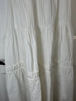 Topshop White Cotton Seersucker Strappy Tiered Maxi Dress with Tie Back thumbnail 2