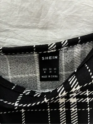 SHEIN Black and White Plaid Tie-Shoulder Kids One-Piece Bodysuit thumbnail 2