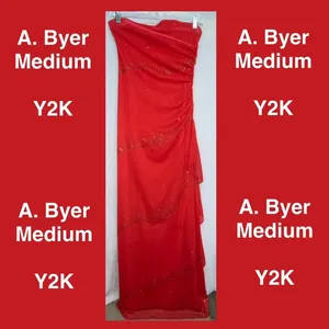 A. Byer Red Strapless Glitter Y2K Evening Dress thumbnail 2