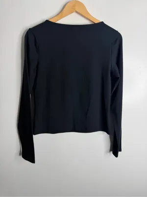 Express Black‎ Squareneck Top Womens Medium Long Sleeve Minimalist E0101533 thumbnail 3