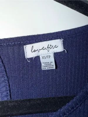 Navy Ribbed Keyhole Mini Dress Blue Size XS thumbnail 3