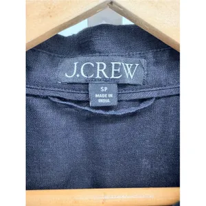 J.Crew Black 100% Linen Short Sleeve Button Down Shirt Dress Pockets SP Petite thumbnail 2