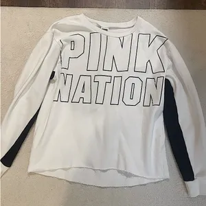 PINK Nation white crewneck thumbnail 1