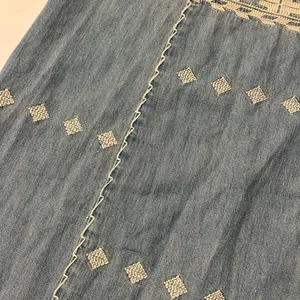 Free People Embroidered Chambray Denim Mini Dress | Size XS | Aztec Racerback thumbnail 6