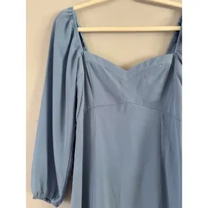 Abercrombie & Fitch Blue Puff Sleeve Smocked Knee Length Dress Size Small thumbnail 4