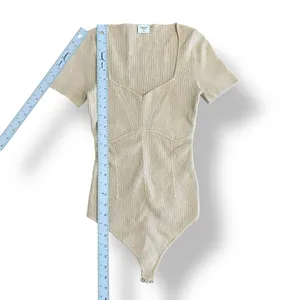 Abercrombie & Fitch Sweetheart Corset Knit Bodysuit‎ Women’s Size M Tan thumbnail 3