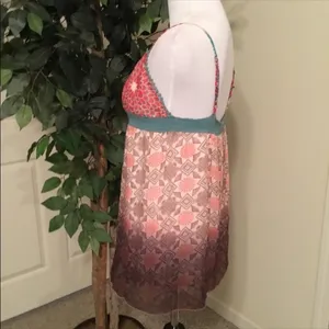 Anthropologie Lulumarie Pink & Blue Boho Print Adjustable Spaghetti Strap Tank Top M thumbnail 4