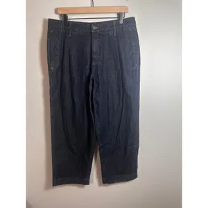 Banana Republic Mid-Rise Straight Pleated Denim Cropped Trousers‎ Indigo 31/12 thumbnail 2