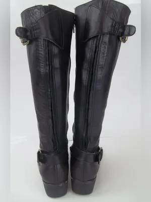 Corso Como Womens Boots Tall US 7 M Black Leather Zip Buckle Riding thumbnail 5
