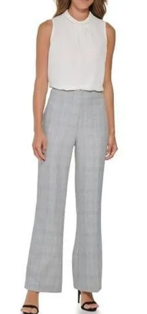 DKNY Wide leg Pants Gray Plaid Womens Size 16 thumbnail 1