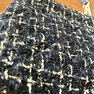 Steve Madden Bledger Tweed Shoulder Bag Black and Gold Classic Glam Luxury Look thumbnail 5