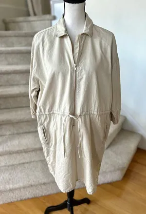 J.Crew Light Tan Cotton Adjustable Waist Utility Shift Dress thumbnail 5