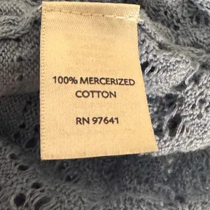 J Jill Open Front Cardigan Womens Medium Blue Open Knit 100% Mercerized Cotton thumbnail 7