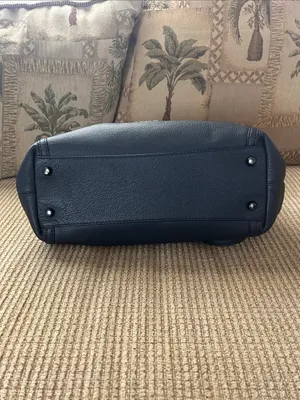 Coach Edie Turnlock Dark Navy Blue Pebbled Leather Shoulder Bag w/ Chain Straps thumbnail 5