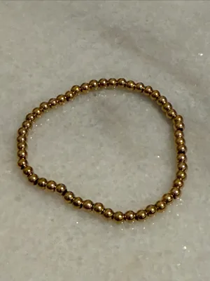 Gold Beaded Stretch Bracelet - Women Layering Jewelry New thumbnail 4