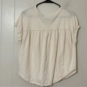 Pilcro Ruched Henley Tee XS Ivory Cream Button Front Cotton Anthropologie Top thumbnail 7