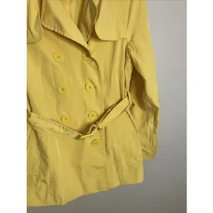 FOG by London Fog Trench Coat Double Breasted Yellow Rain Jacket Women's M thumbnail 4