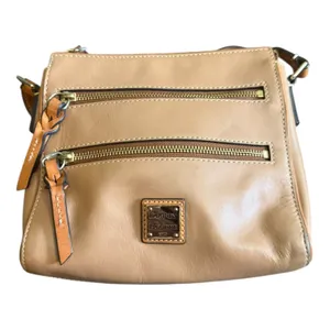 Dooney & Bourke Triple Zip Peyton Brown Leather Crossbody Purse thumbnail 3