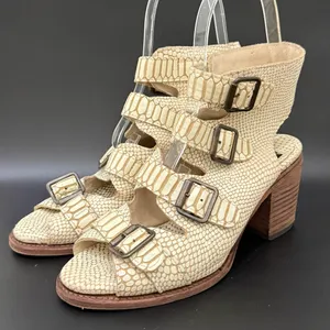 FREEBIRD by Steven Quail Ivory Textured Snake Leather Buckle Gladiator Sandals 9 thumbnail 3