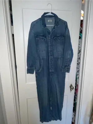 We The Free Blue Denim Coverall Jumpsuit - Size Medium thumbnail 6