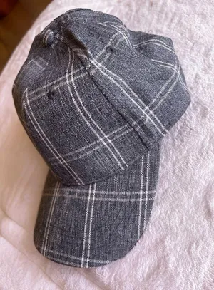 Gray Flannel White Plaid Hat Cap Strap Buckle Lea. Tee Da Brand Summer Outfit thumbnail 1
