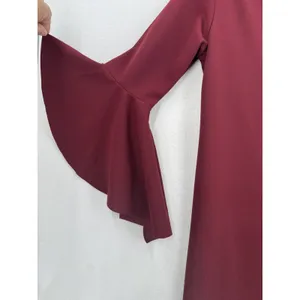 Bella Flore Burgundy Bell Sleeve Dress L Ruffle Flare Sleeve Shift Cocktail Chic thumbnail 6