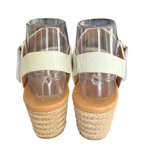 UGG Eisley Cream White Leather Espadrille Wedge Sandals‎ Size 7 thumbnail 5