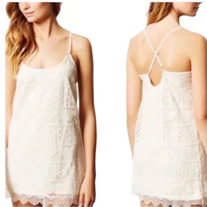 Anthropologie E by Eloise Ivory Lace Chemise Butterfly Dress S thumbnail 2