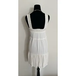 American Eagle Ivory Babydoll Dress with Smocked Bodice Size XS Lined boho style thumbnail 5