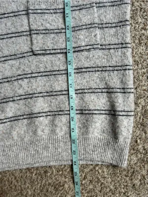 Staccato Gray Crewneck Sweater with Black Stripes Casual Fall Comfy Neutral XL thumbnail 6