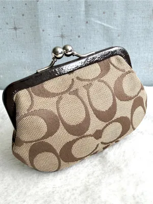 Coach Park Signature Framed Coin Purse (Style F66117) Khaki/Mahogany thumbnail 8