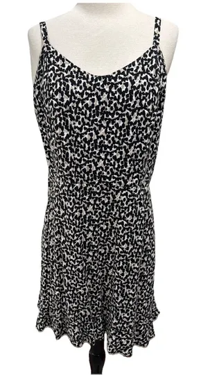 Old Navy Women's XL Cami Dress Tan Black Fit & Flare Linen Animal Print New thumbnail 1