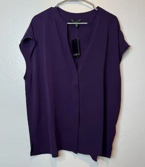 Eloquii Plum Purple Hidden Button Blouse Size 16 New thumbnail 1
