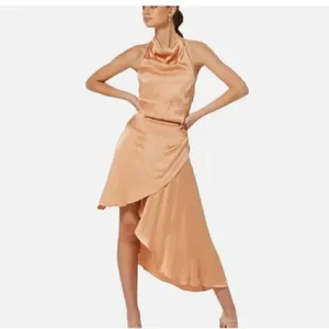 Elliatt E8062201‎ Lambent Asymmetric Halter Dress Sz M Camel Beige thumbnail 3