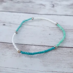 Green/Teal Tones Thin and Dainty Stretch Bracelet thumbnail 5