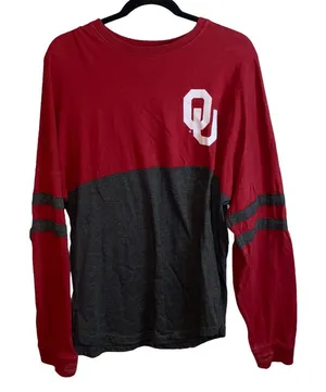 Pressbox OU Sooners Crimson & Black/Gray Long‎ Sleeve Oversized Top thumbnail 1