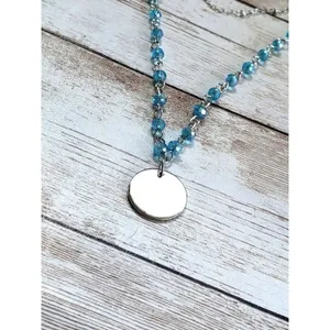 Silver Tone & Blue Two Strand Necklace thumbnail 3
