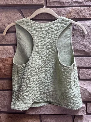 By Anthropologie Textured Racerback Tank Sage Green XL thumbnail 4