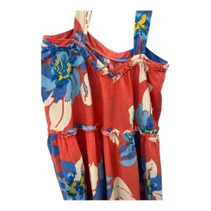 Free People Moonshine Tiered Midi Vibrant Coral Floral Sundress thumbnail 6