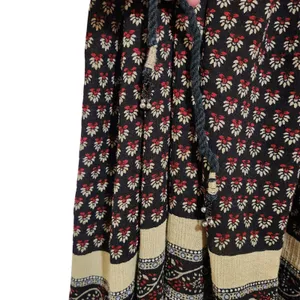 Vintage Sag Harbor Crinkle Tribal Broomstick Pleated A-Line Midi Skirt Large thumbnail 5