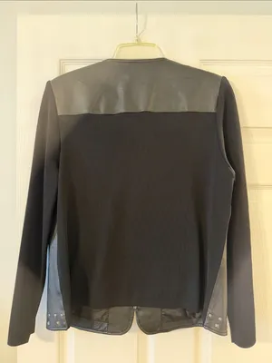 Peter Nygard Black Studded Leather-Front Jacket with zipper length 25” bust 36” thumbnail 3