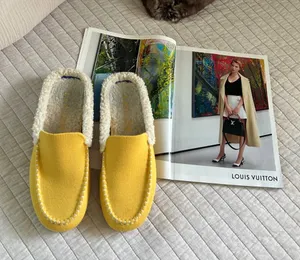 Rothy’s Scuff Sherpa lined wool mule Slippers in Popcorn yellow 8 washable thumbnail 1
