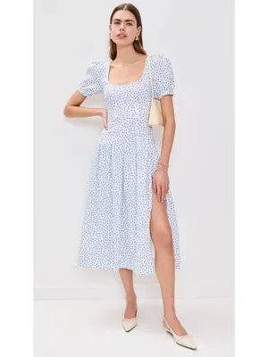NWT Reformation Coucou in Hanna Floral Linen Puff Sleeve Midi Dress 12 $278 thumbnail 3