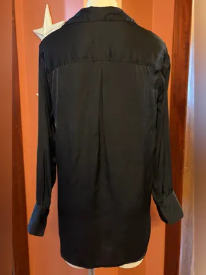 Old Navy Black Satin-like Button up Shirt thumbnail 3