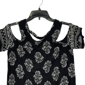 Hollister Dress Size‎ Small Black White Floral Pattern SS Open Shoulder thumbnail 2