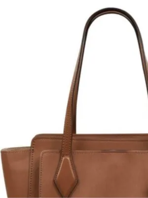 Nine West Cognac 3 compartment Tote with Charm Accent NWOT thumbnail 3