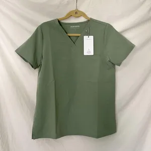 NWT sage green Mandala short-sleeve V-neck scrub Size S thumbnail 1