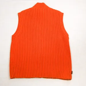 Lauren Ralph Lauren Vest Womens Large Orange Cotton Ribbed Full Zip Mock Neck thumbnail 4